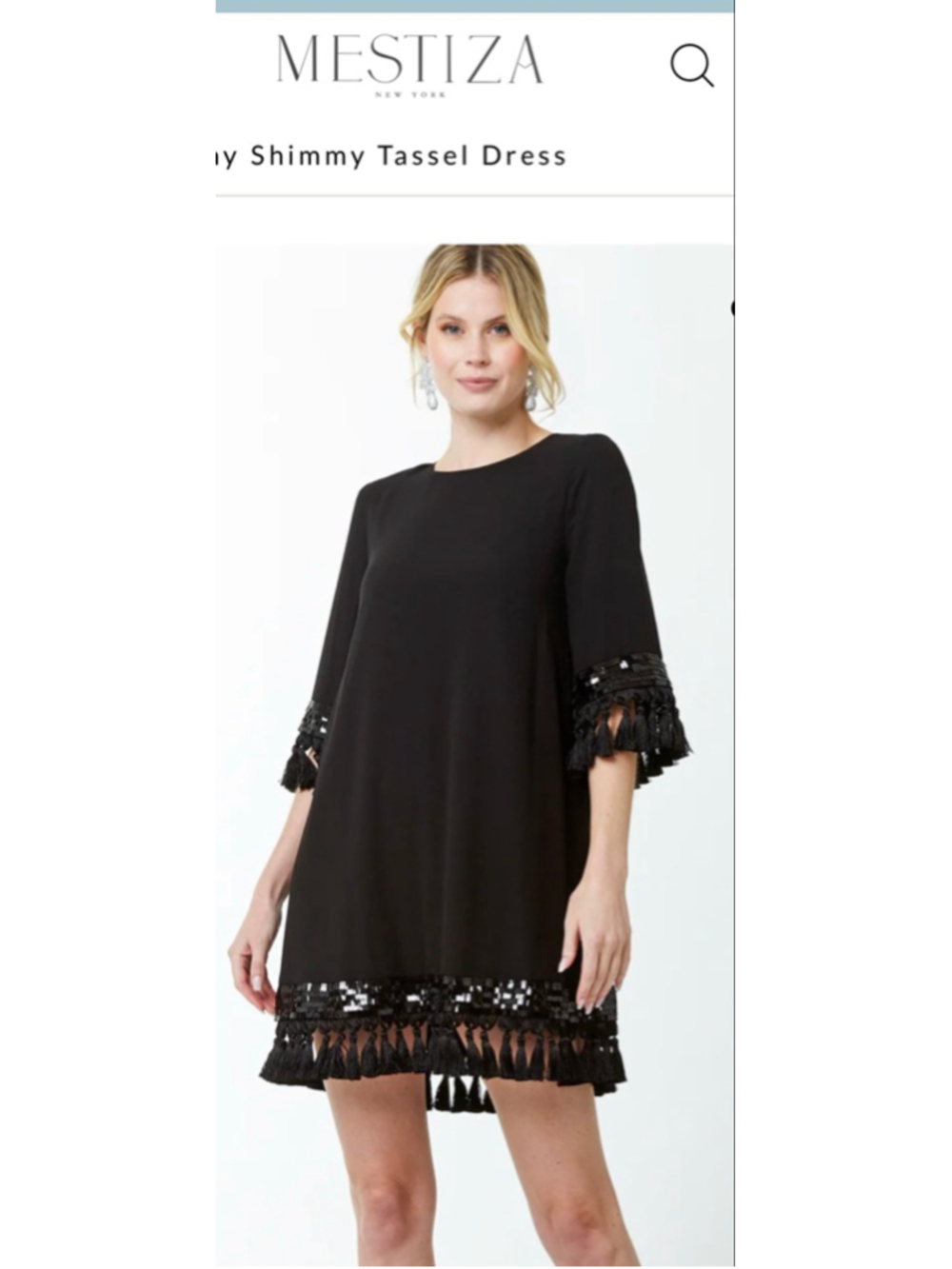 Mestiza New York Black Shimmy Shimmy Tassel Mini Dress XS/S NWT